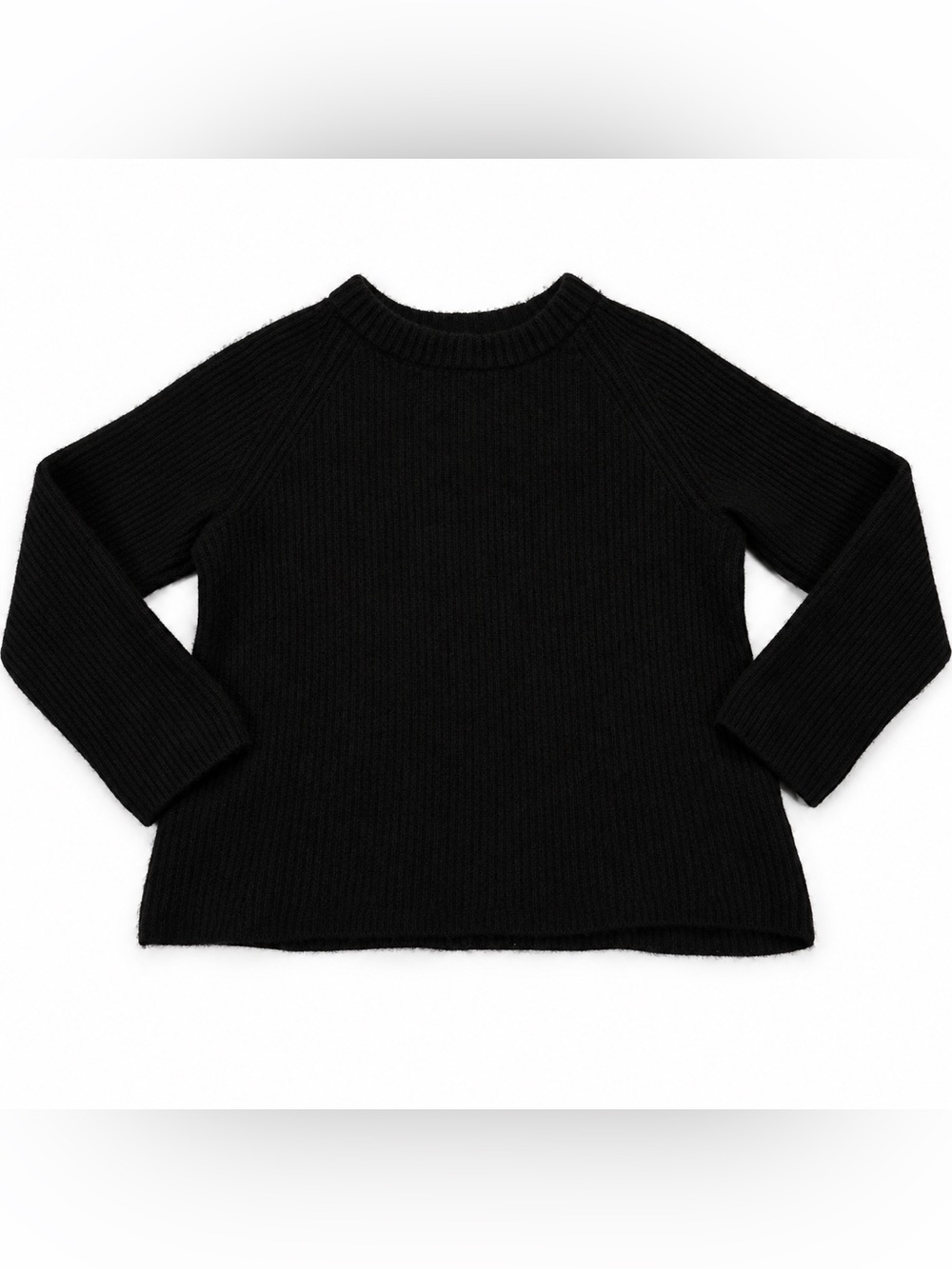 Quince Black Mongolian Cashmere Fisherman Crewneck Sweater L